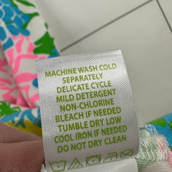 Lilly Pulitzer Dress Women XS Green Yellow Palmetto Floral Shift Hibiscus Stroll - Picture 6 of 9